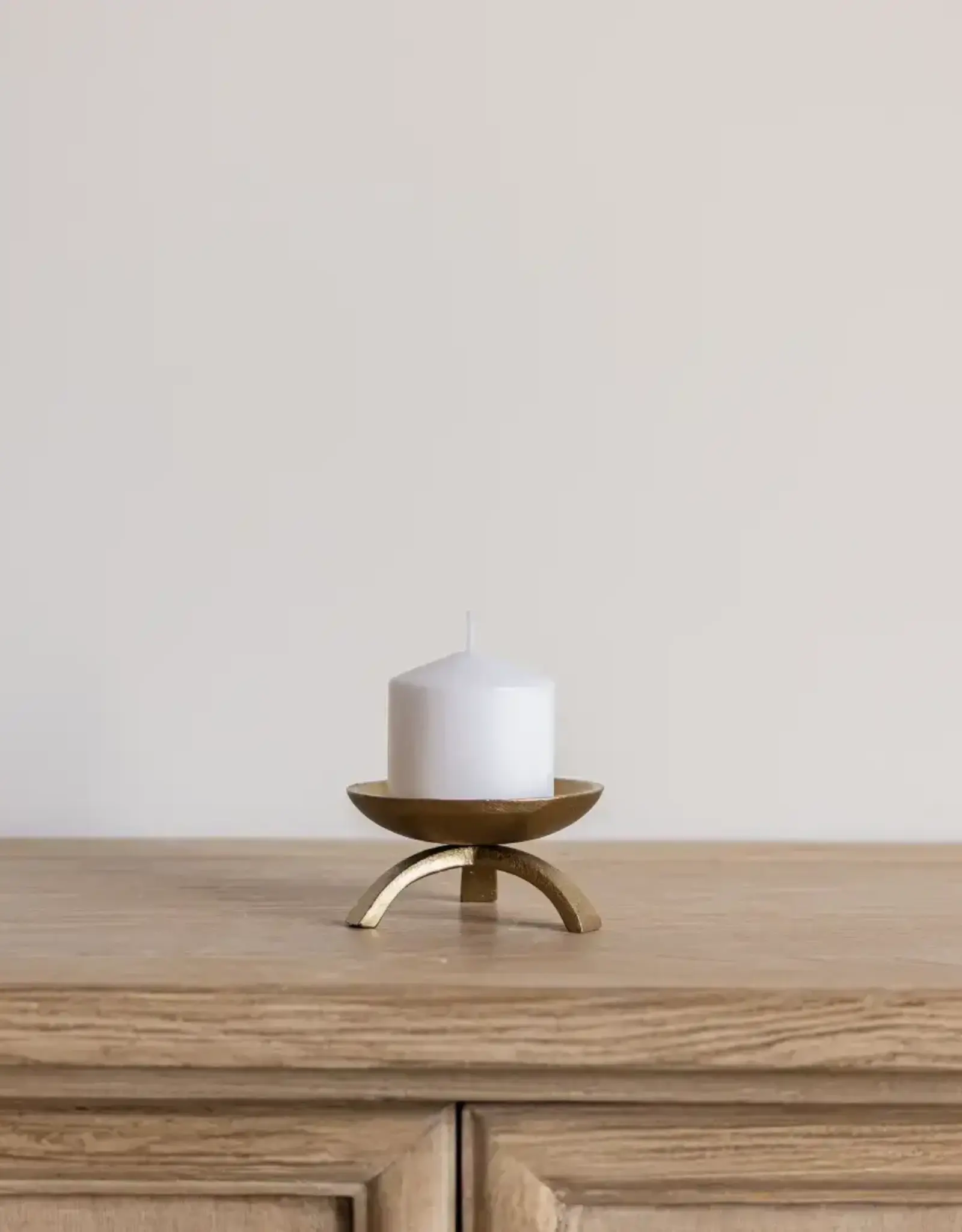 Brass Inspired Tripod Pillar Candle Holder
