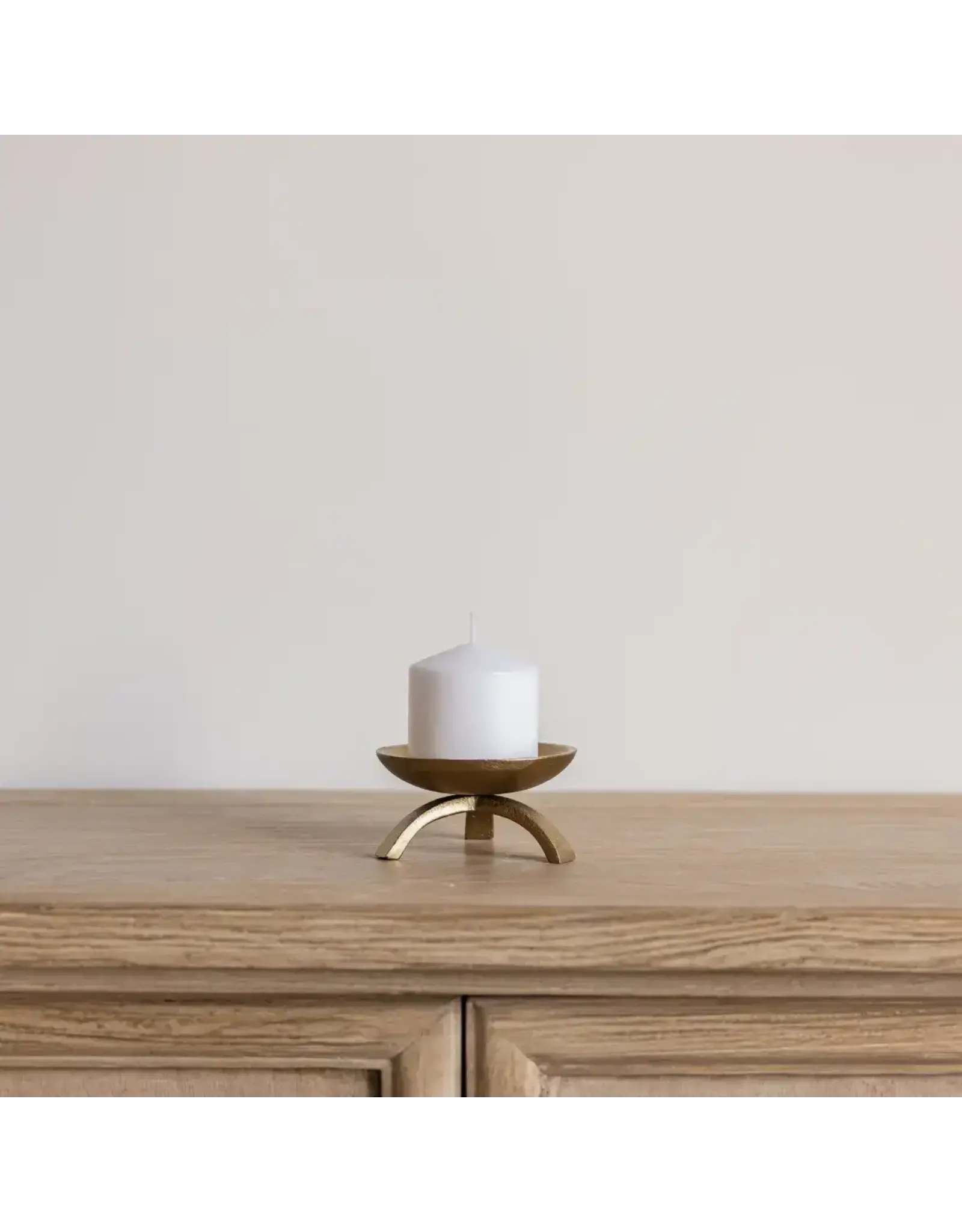 Brass Inspired Tripod Pillar Candle Holder
