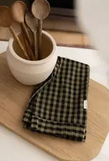 Ruffle Olive Green Gingham Kitchen Dish Towel