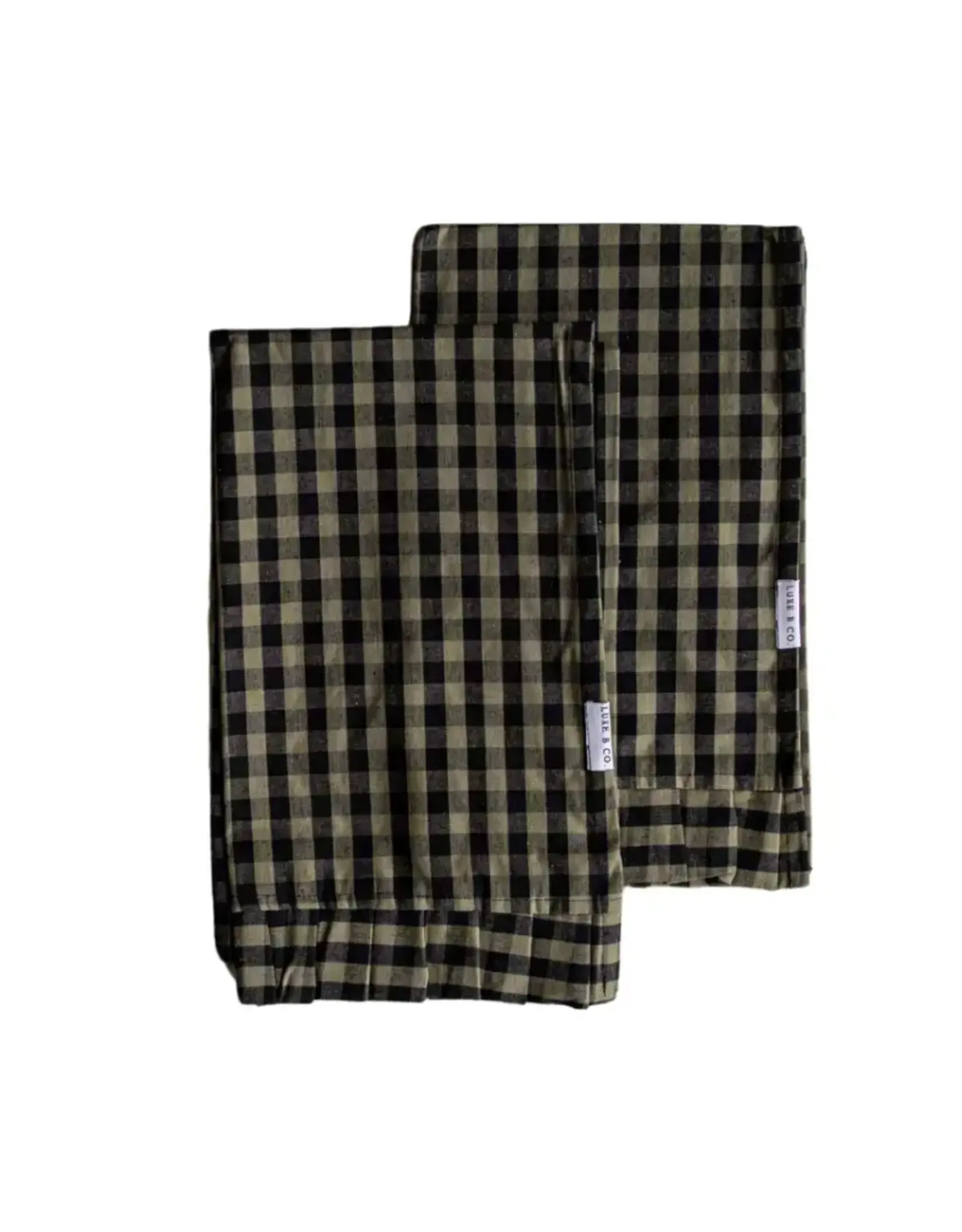 Ruffle Olive Green Gingham Kitchen Dish Towel