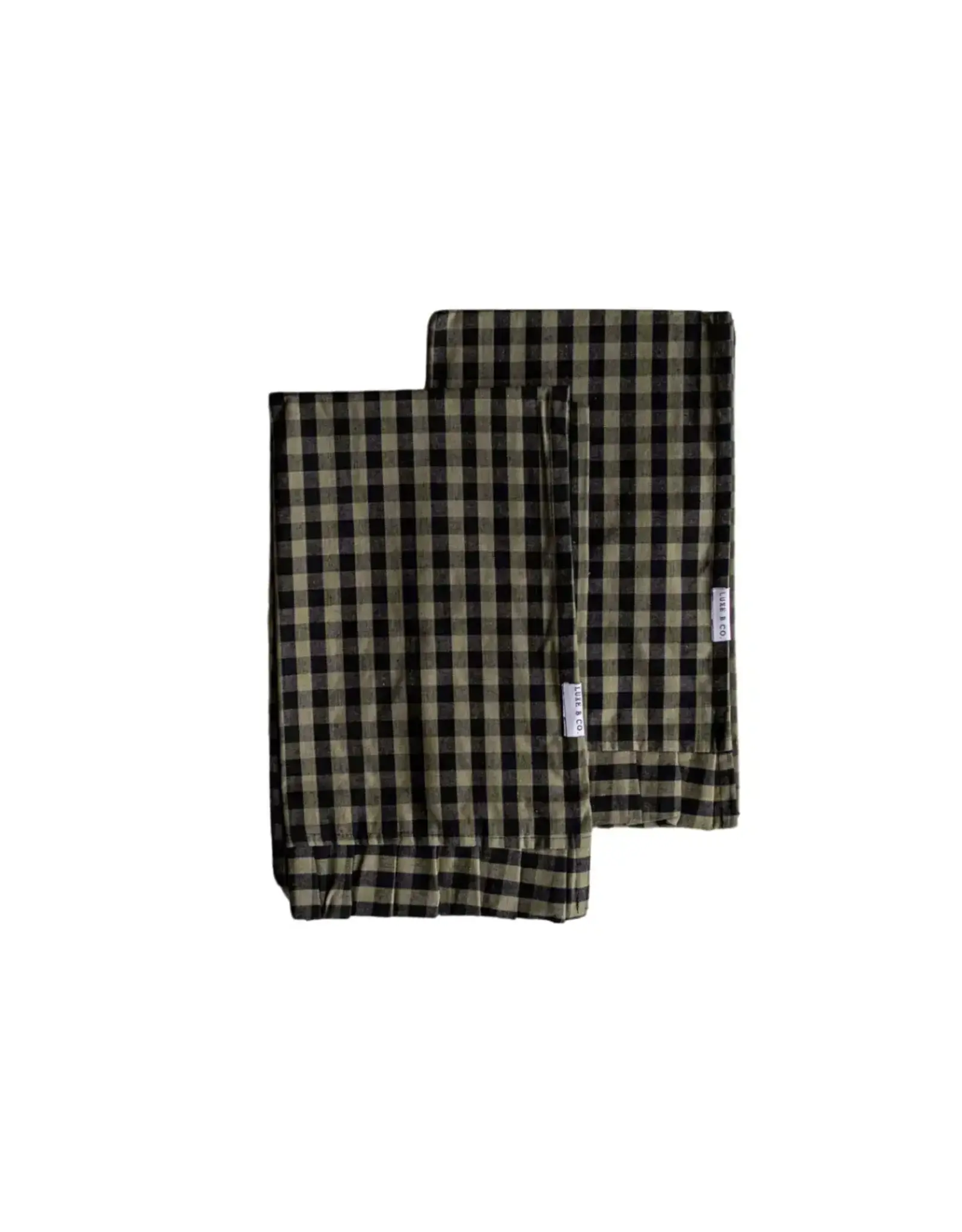 Ruffle Olive Green Gingham Kitchen Dish Towel