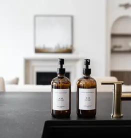 Amber Soap Bottle Reusable Dispenser with Label