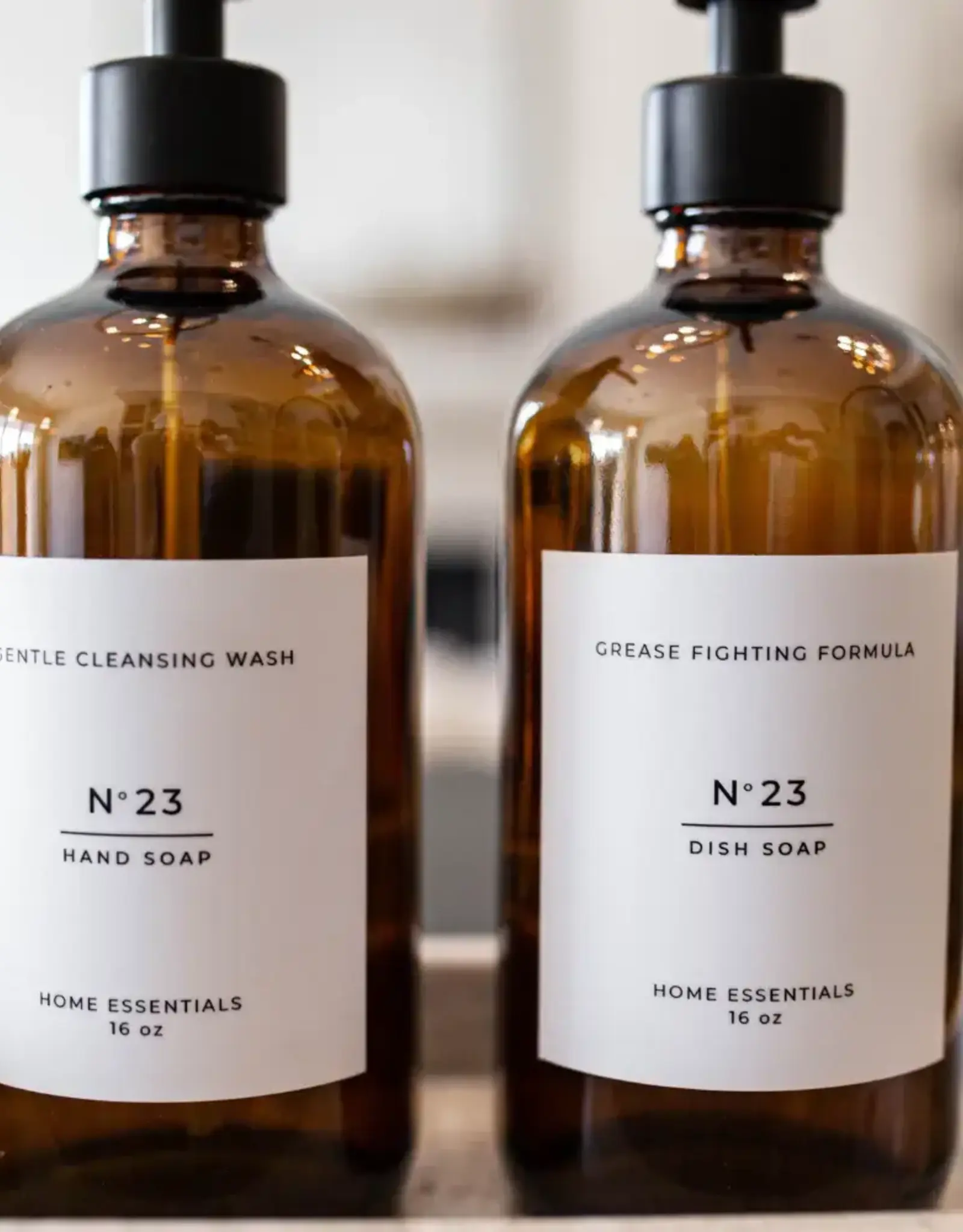 Amber Soap Bottle Reusable Dispenser with Label