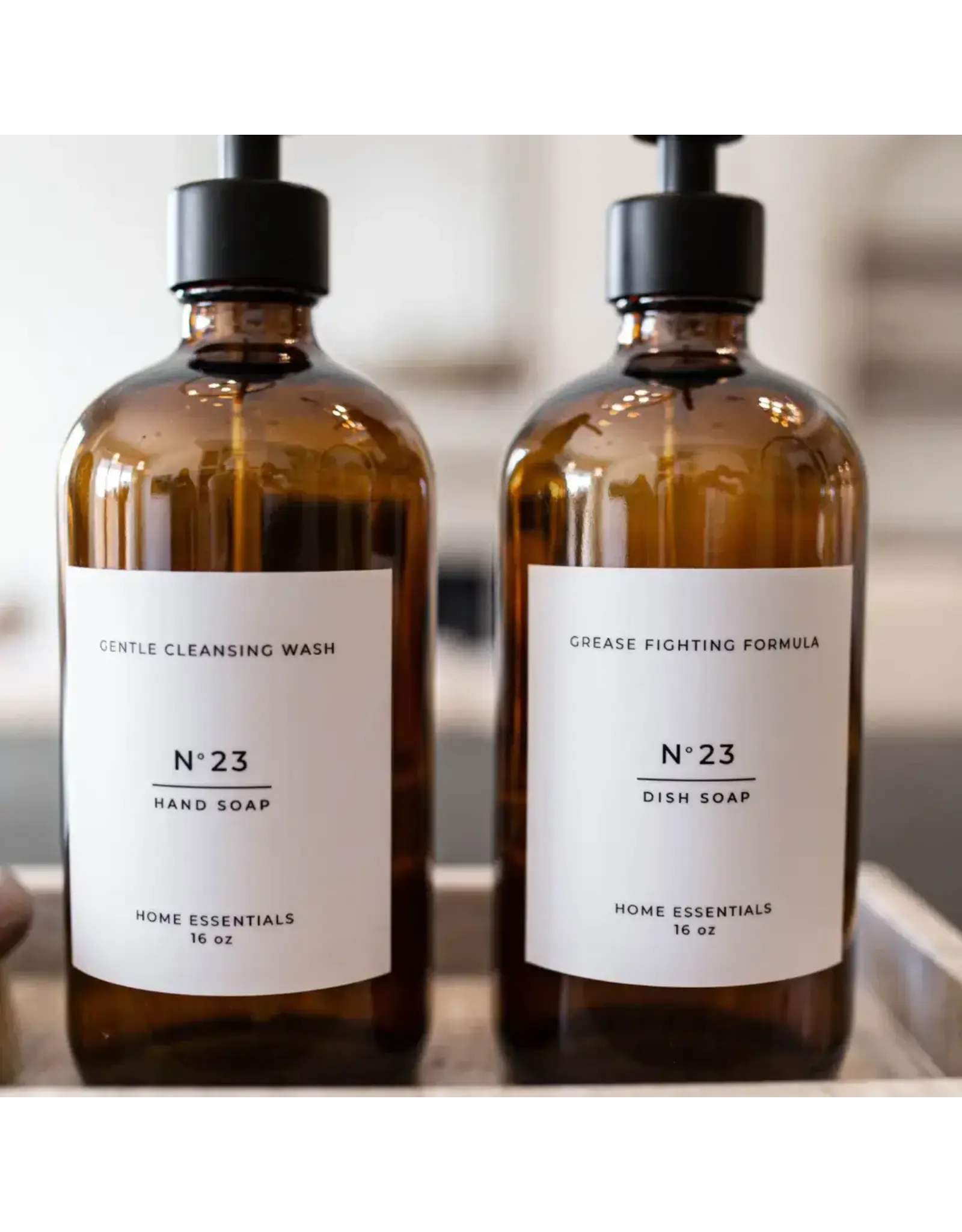 Amber Soap Bottle Reusable Dispenser with Label