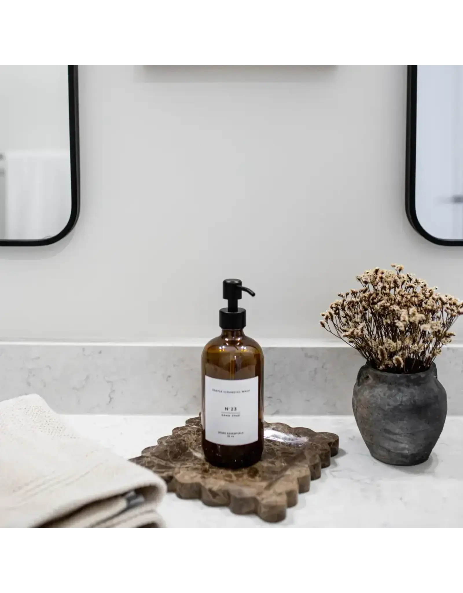 Amber Soap Bottle Reusable Dispenser with Label