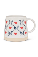Wide Base Mug with Scandi Hearts & Leaves