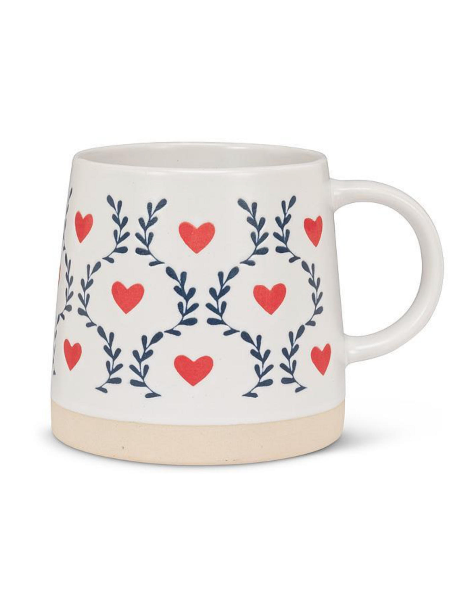 Wide Base Mug with Scandi Hearts & Leaves