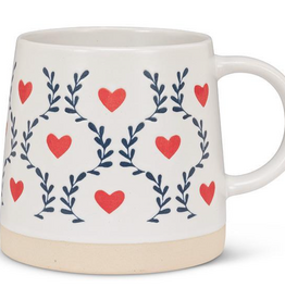 Wide Base Mug with Scandi Hearts & leaves