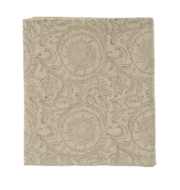 Botanique Block Print Tablecloth, Natural 104x60