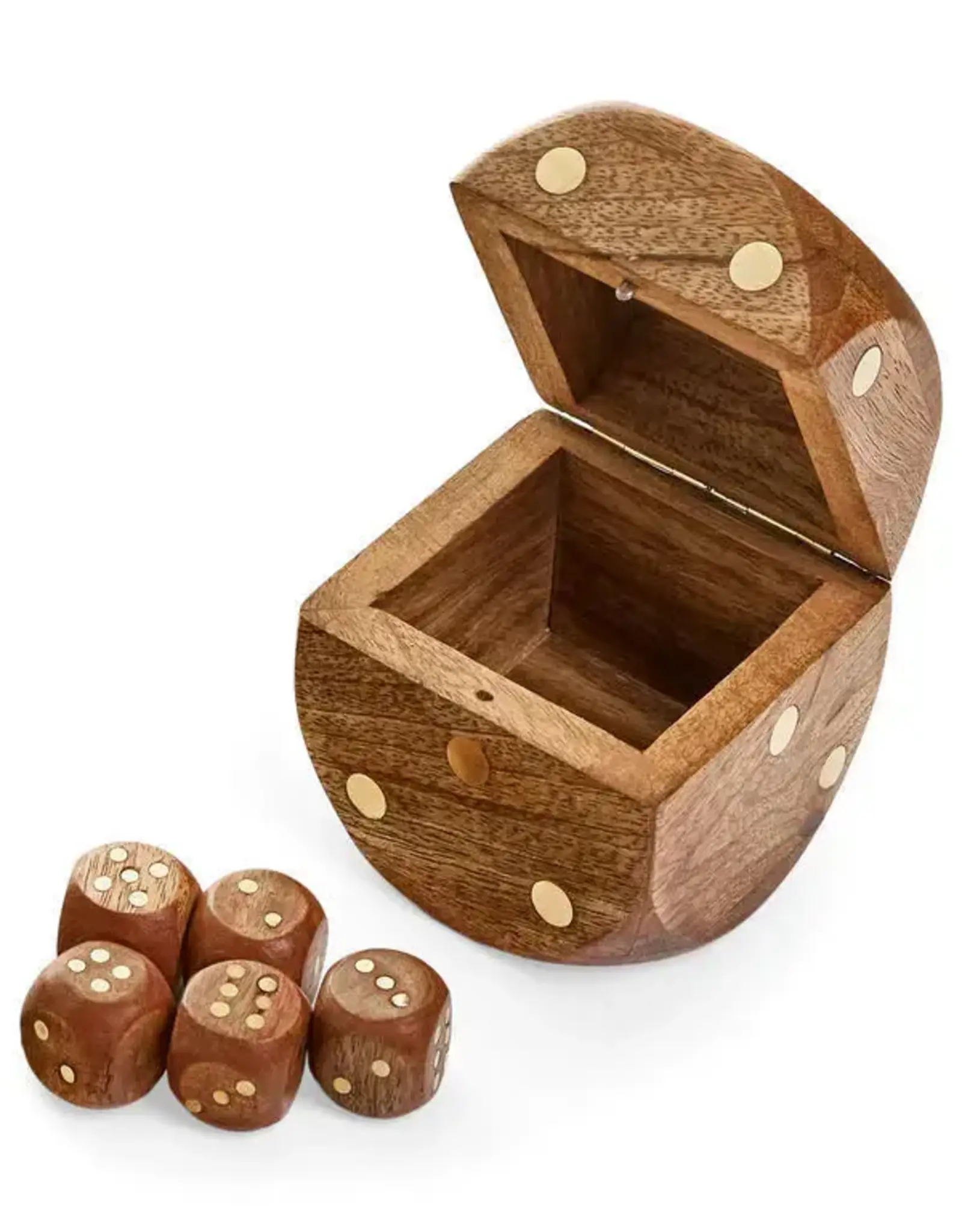 Deco Dice Mango Wood w/ Brass Details