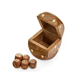 Deco Dice Mango Wood w/ Brass Details