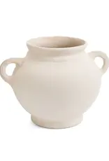 Paper Mache Vase w/ Handles, Ecru 10”x”12