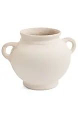 Paper Mache Vase w/ Handles, Ecru 10”x”12