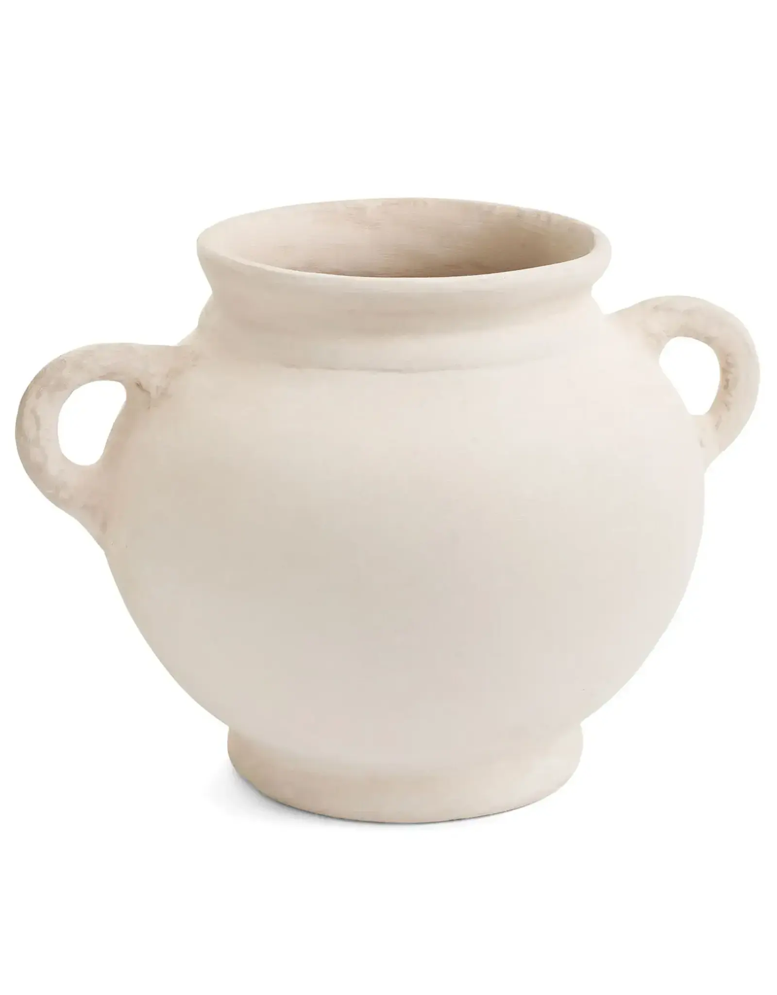Paper Mache Vase w/ Handles, Ecru 10”x”12