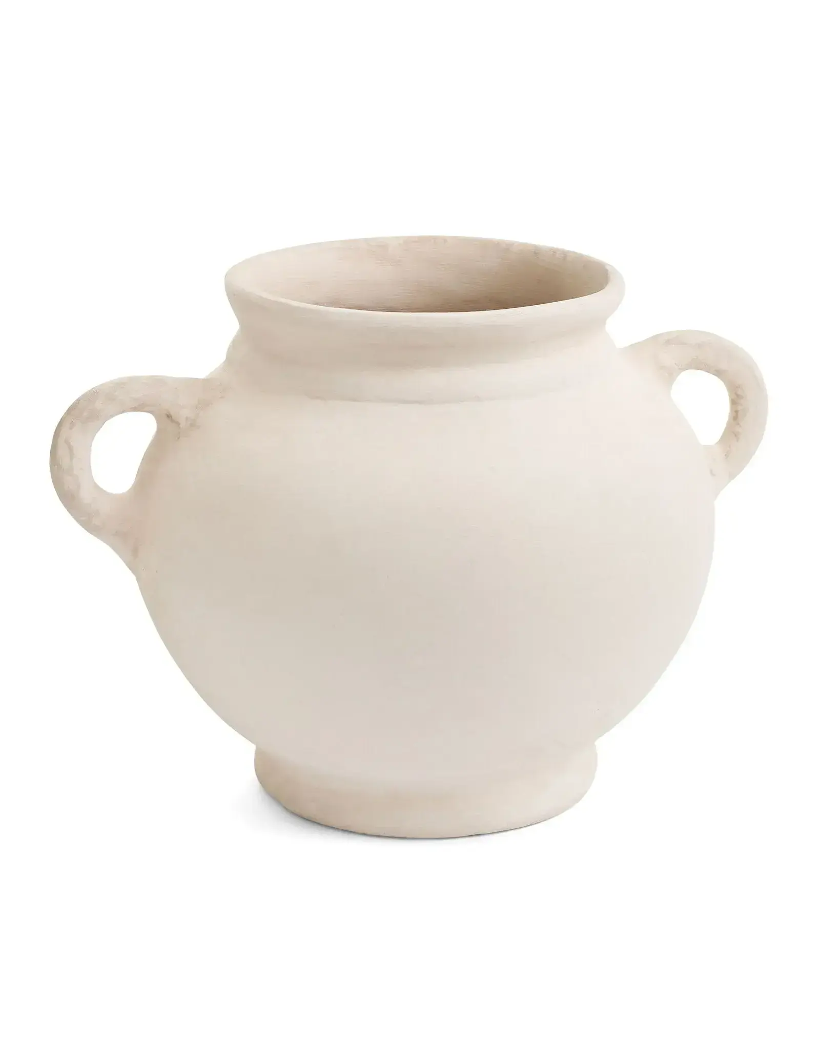 Paper Mache Vase w/ Handles, Ecru 10”x”12