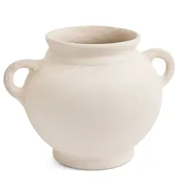 Paper Mache Vase w/ Handles, Ecru 10”x”12
