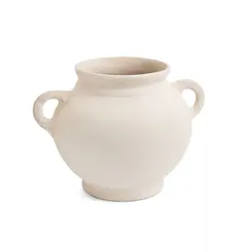 Paper Mache Vase w/ Handles, Ecru 10”x”12