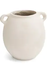 Paper Mache Vase w/ Handles, Ecru  7”x”7