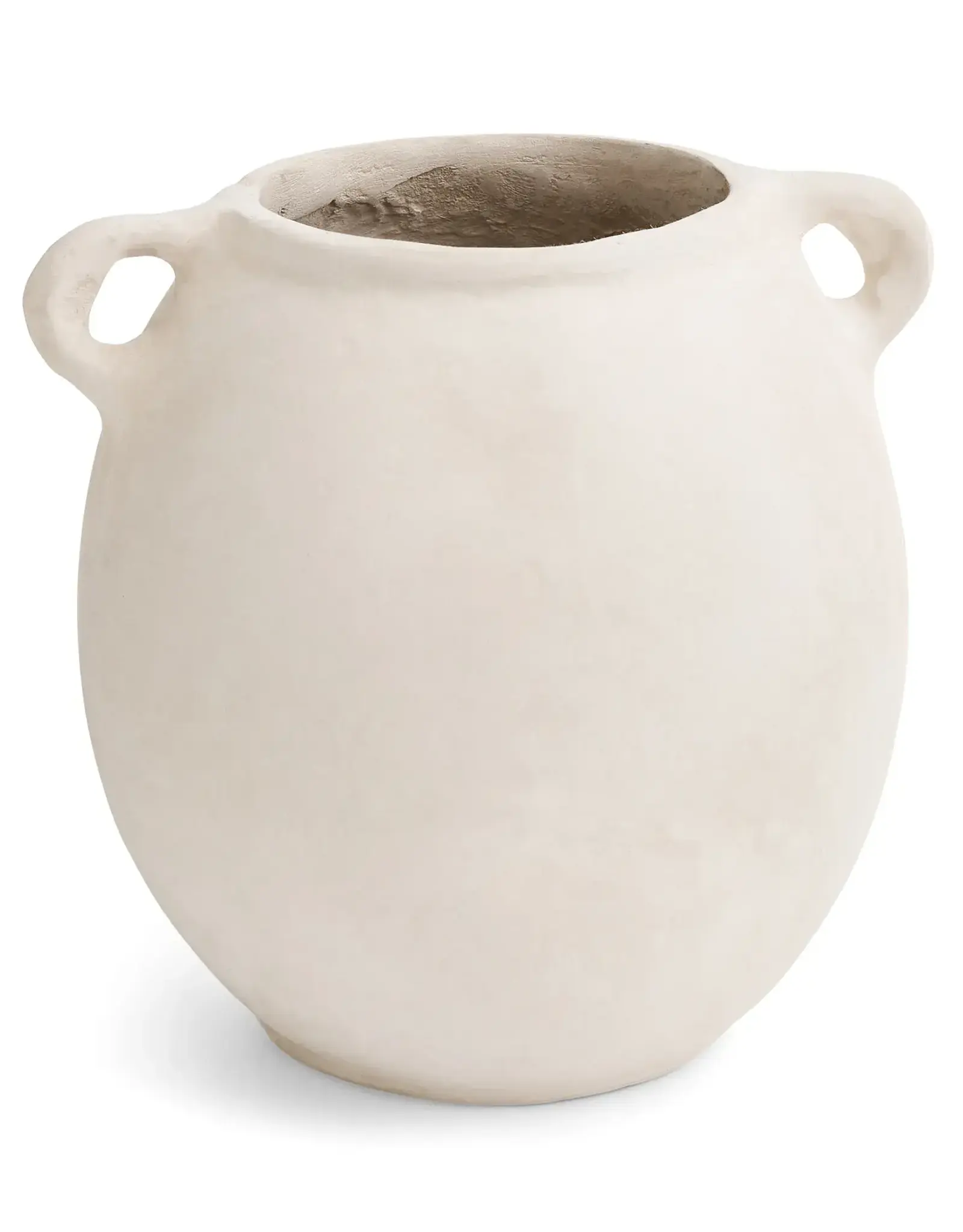 Paper Mache Vase w/ Handles, Ecru  7”x”7