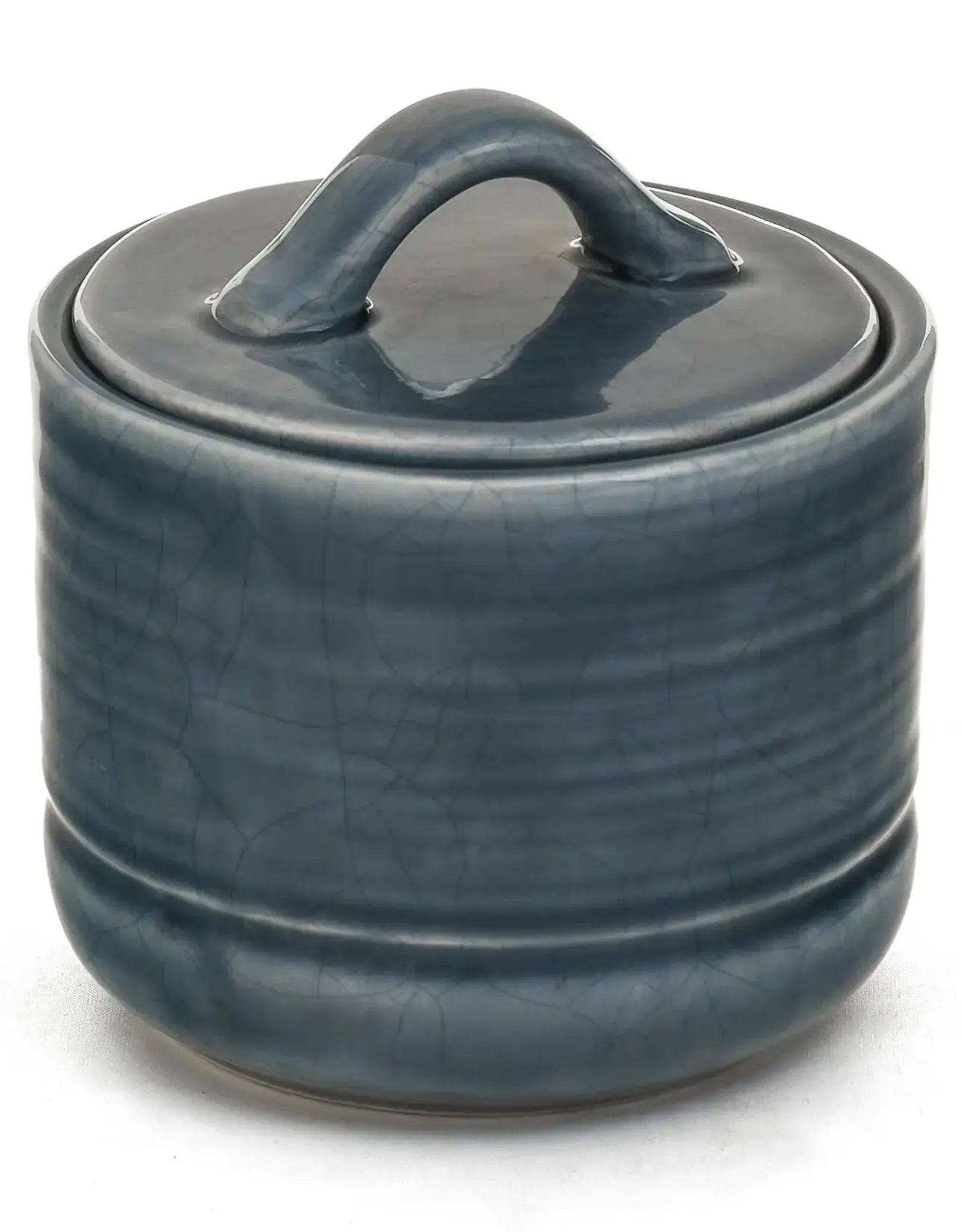 Ceramic Sugar Jar w/ Lid, Blue