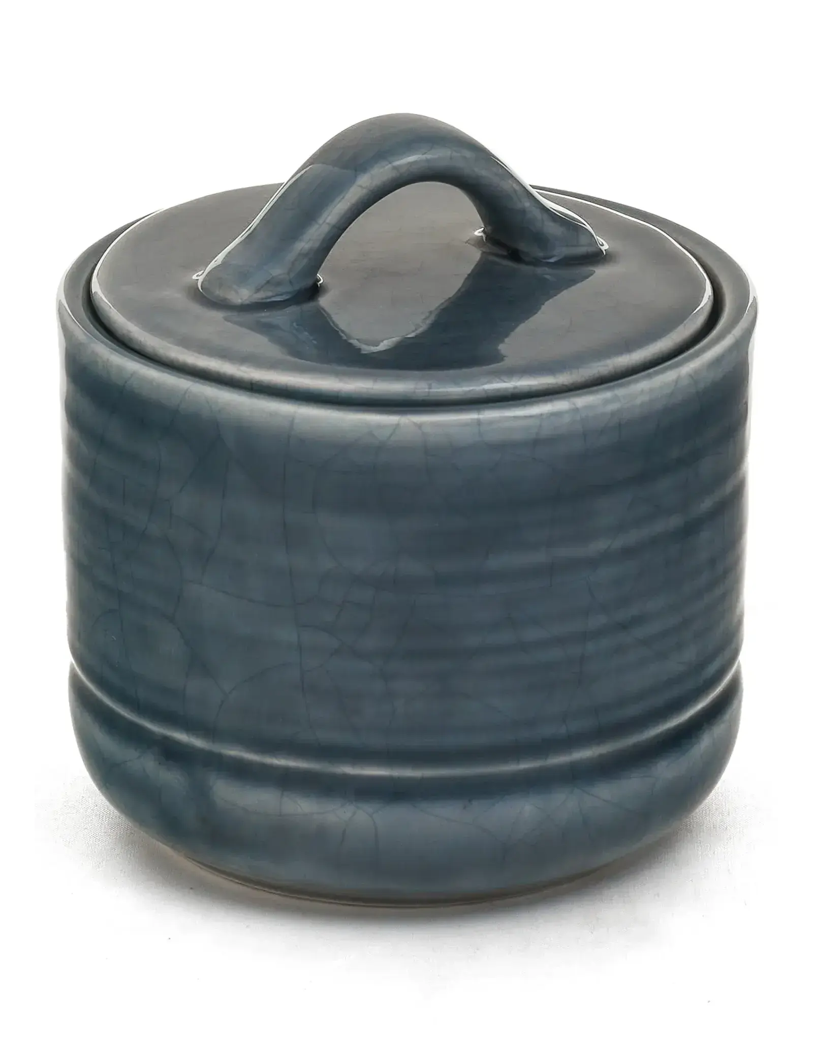 Ceramic Sugar Jar w/ Lid, Blue