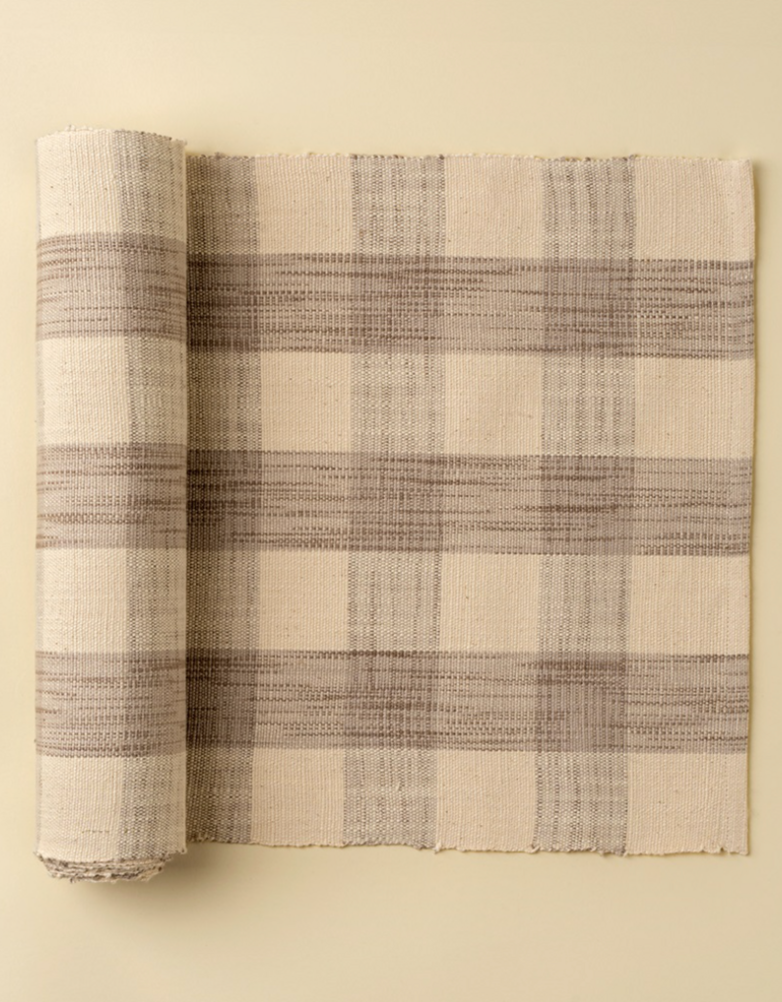 Grace Gingham Table Runner - 108"L, Stone