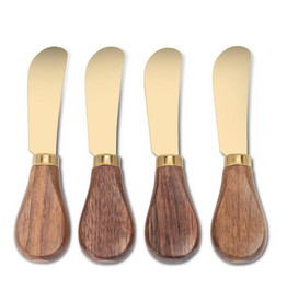 Walnut Handled Pate Spreaders. Set of 4