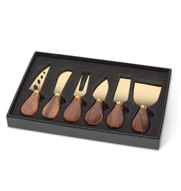 Walnut Handled Cheese Knives. S/6