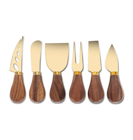 Walnut Handled Cheese Knives. S/6