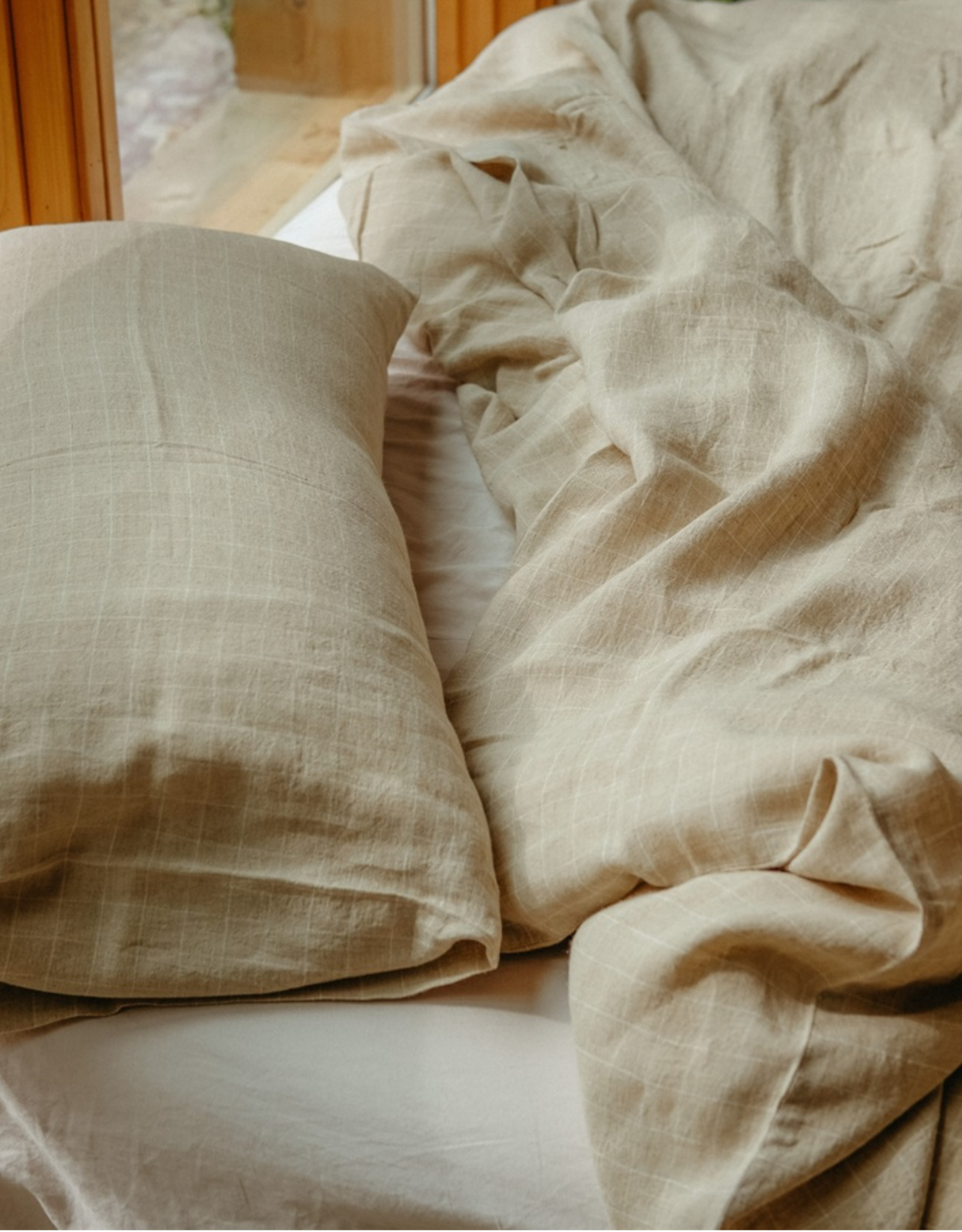 Linen Check Duvet Set, Natural