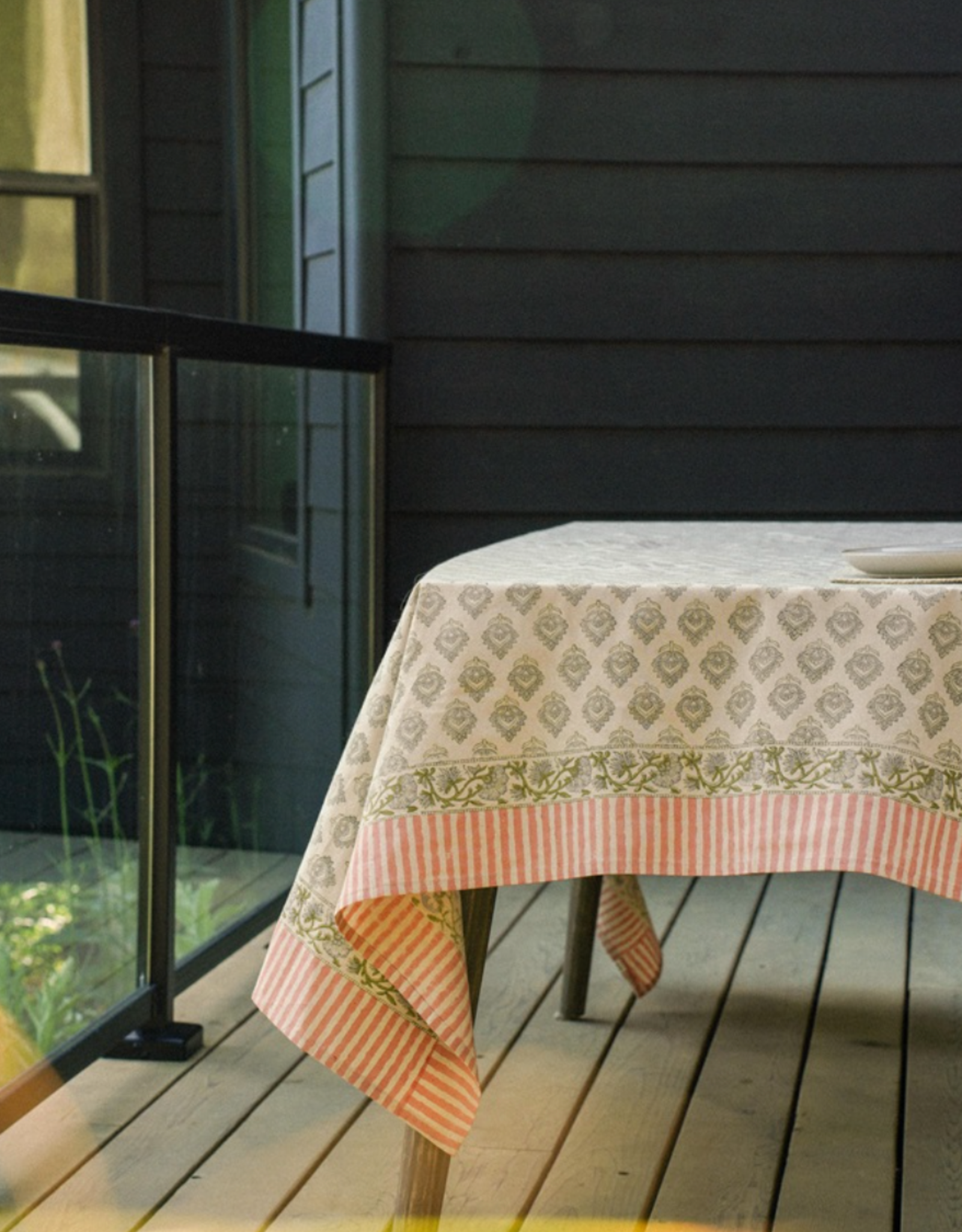 Ritika Block Print Tablecloth, 104x60