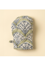 Sakura Block Print Oven Mitt, Green