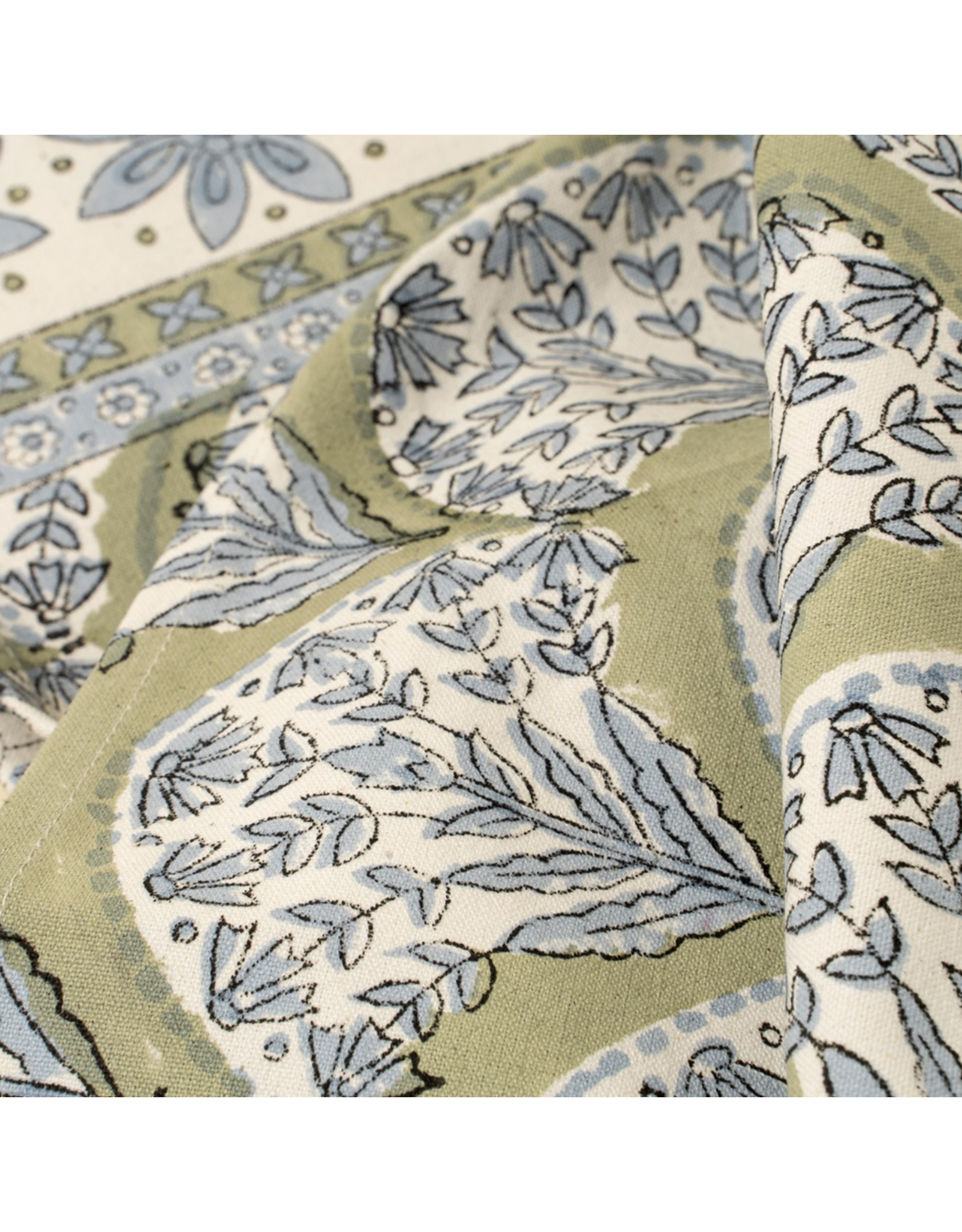 Sakura Block Print Tablecloth, Green 104x60