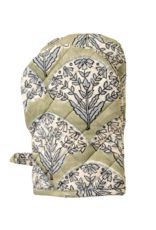 Sakura Block Print Oven Mitt, Green