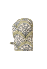 Sakura Block Print Oven Mitt, Green