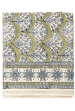 Sakura Block Print Tablecloth, Green 104x60