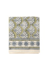Sakura Block Print Tablecloth, Green 104x60