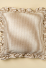 20x20 Ruffle Thin Stripe Pillow, Beige