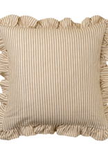 20x20 Ruffle Thin Stripe Pillow, Beige