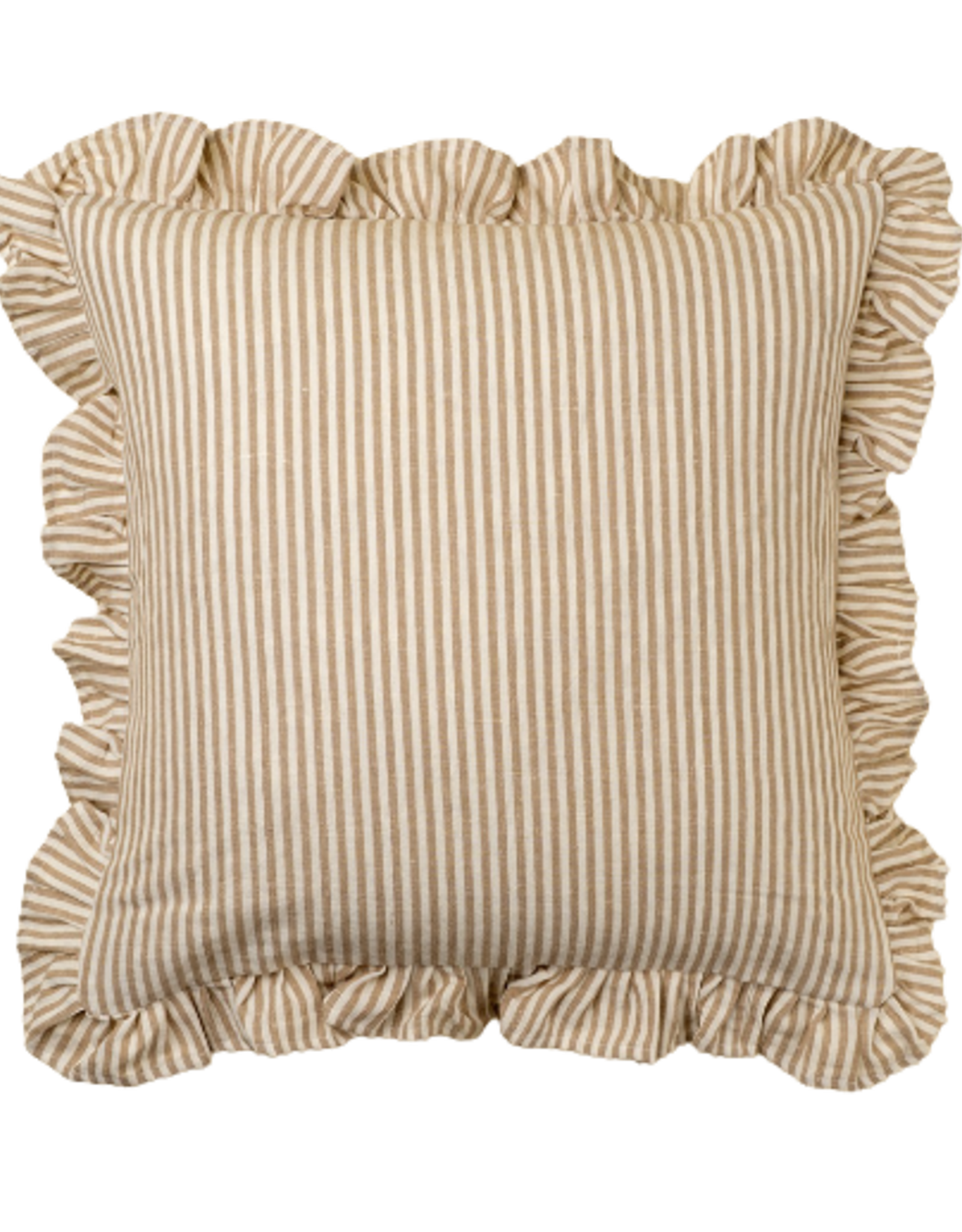 20x20 Ruffle Thin Stripe Pillow, Beige
