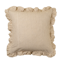 20x20 Ruffle Thin Stripe Pillow, Beige