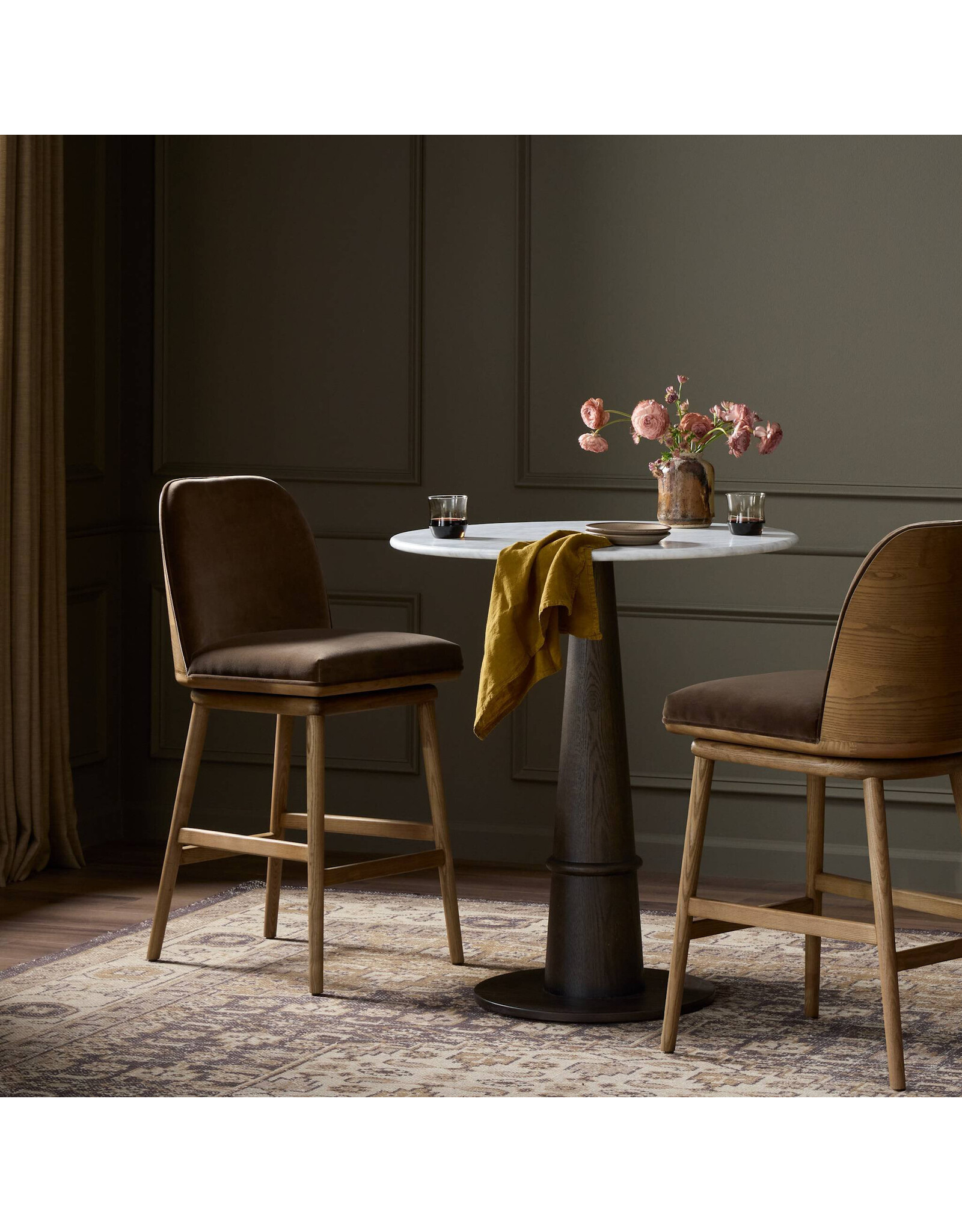 Camden Swivel Counter Stool in Surrey Mink