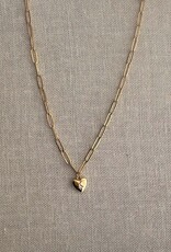 Paperclip Necklace 16” + Heart Cz Charm