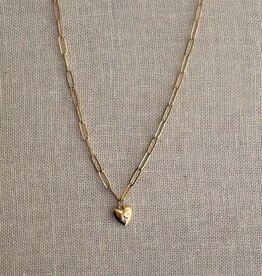 Paperclip Necklace 16” + Heart Cz Charm