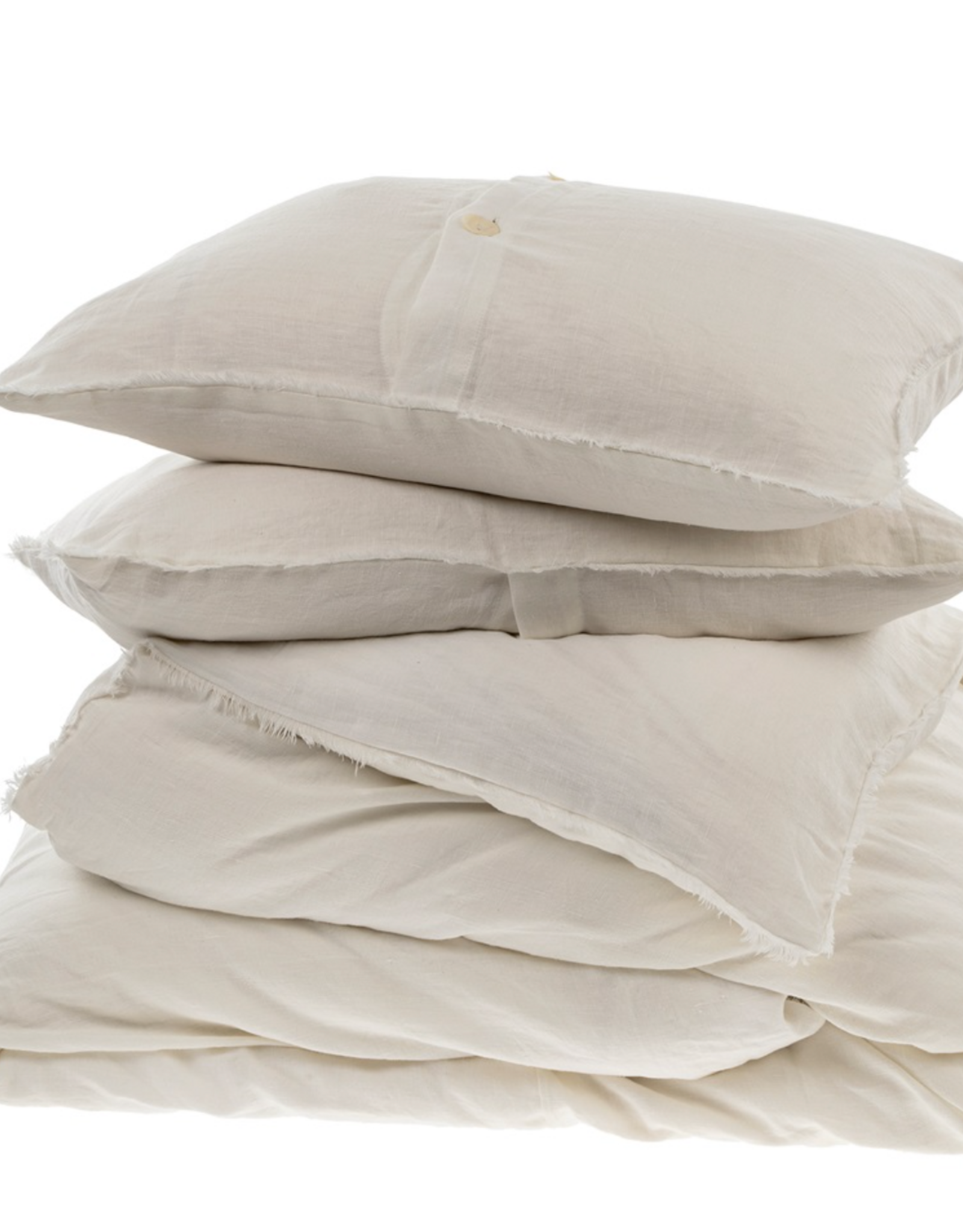 Lina Linen Queen Duvet Set, Ivory