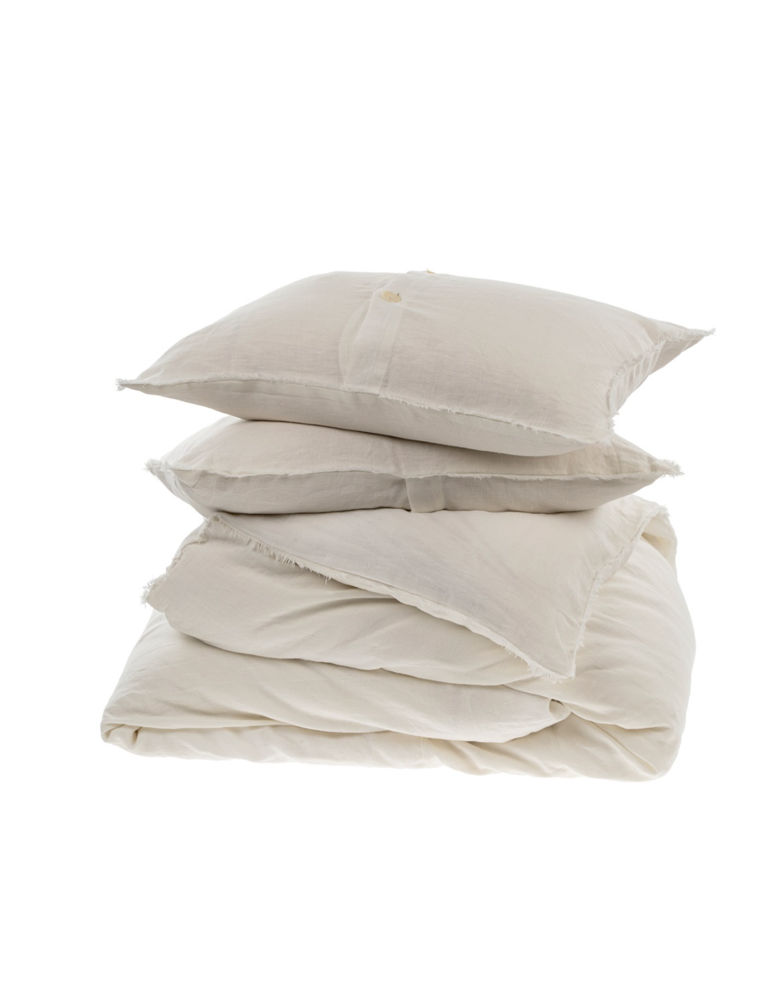 Lina Linen Queen Duvet Set, Ivory
