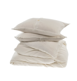 Lina Linen Queen Duvet Set, Ivory