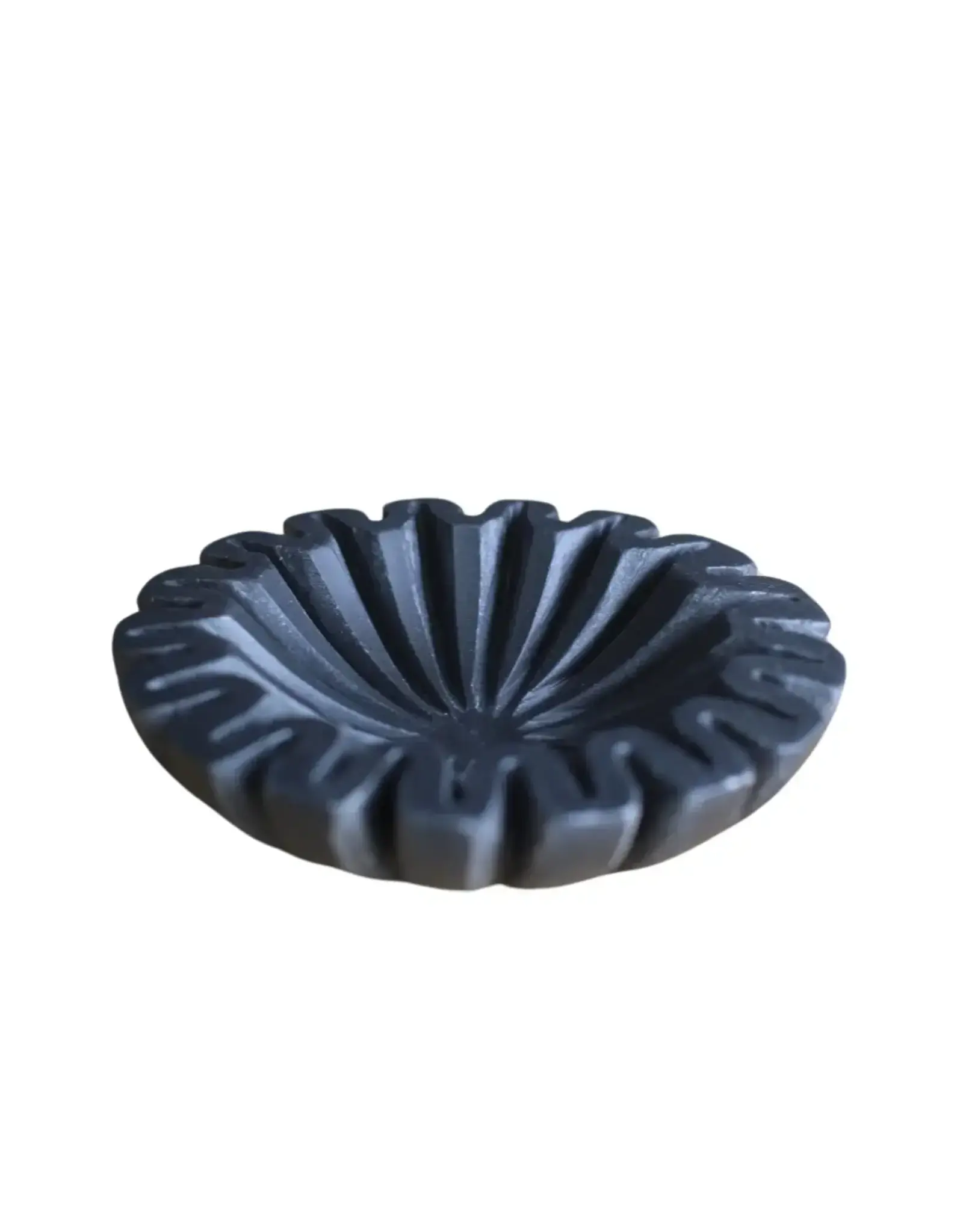 Marble Fluted Scalloped Bowl Black