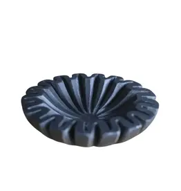 Marble Fluted Scalloped Bowl Black