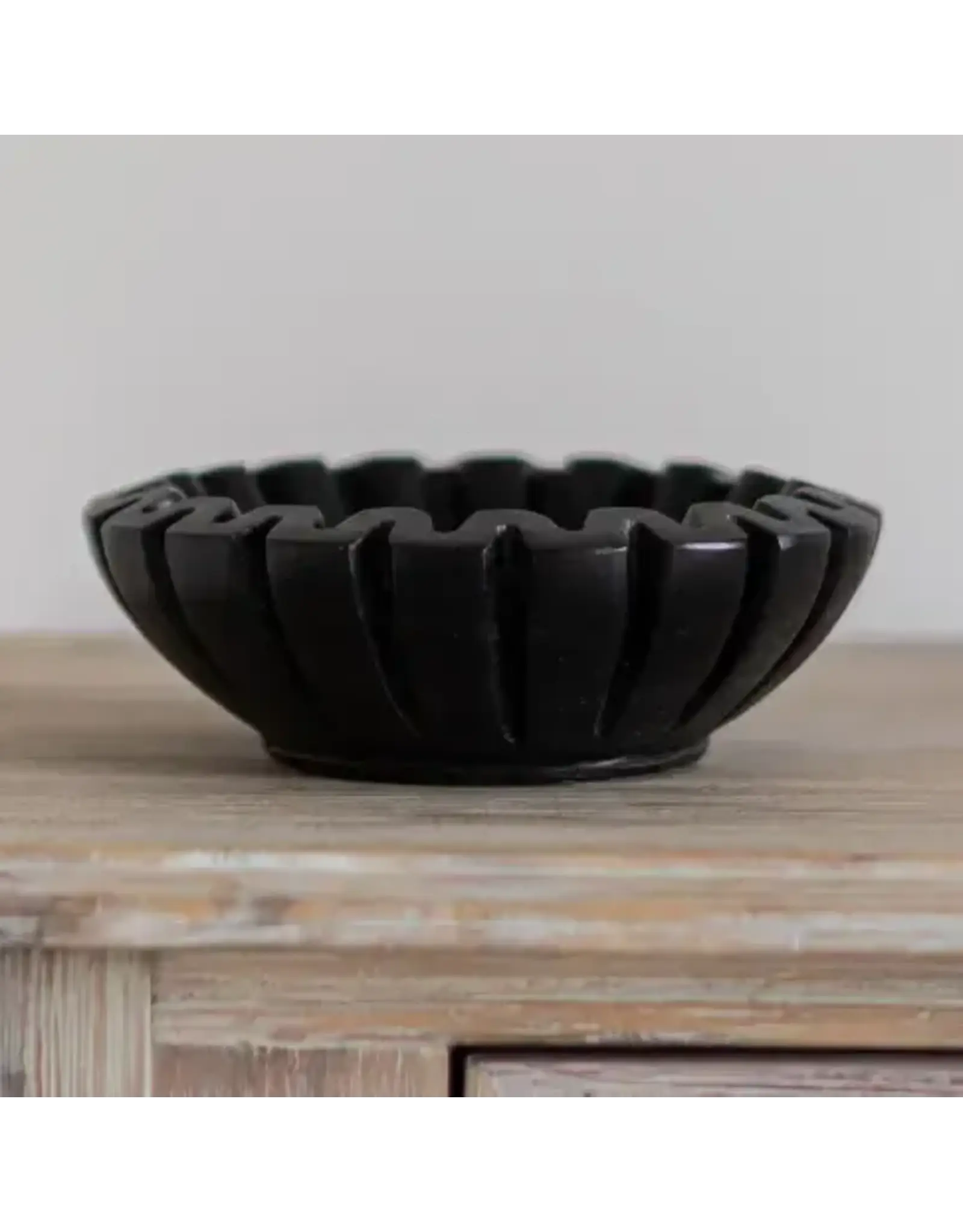 Marble Fluted Scalloped Bowl Black